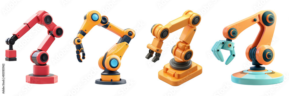 PNG robot arm 3d icons and objects collection, in cartoon style minimal on transparent, white background, isolate PNG robot arm 3d icons and objects collection, in cartoon style minimal on transparent, white background, isolate