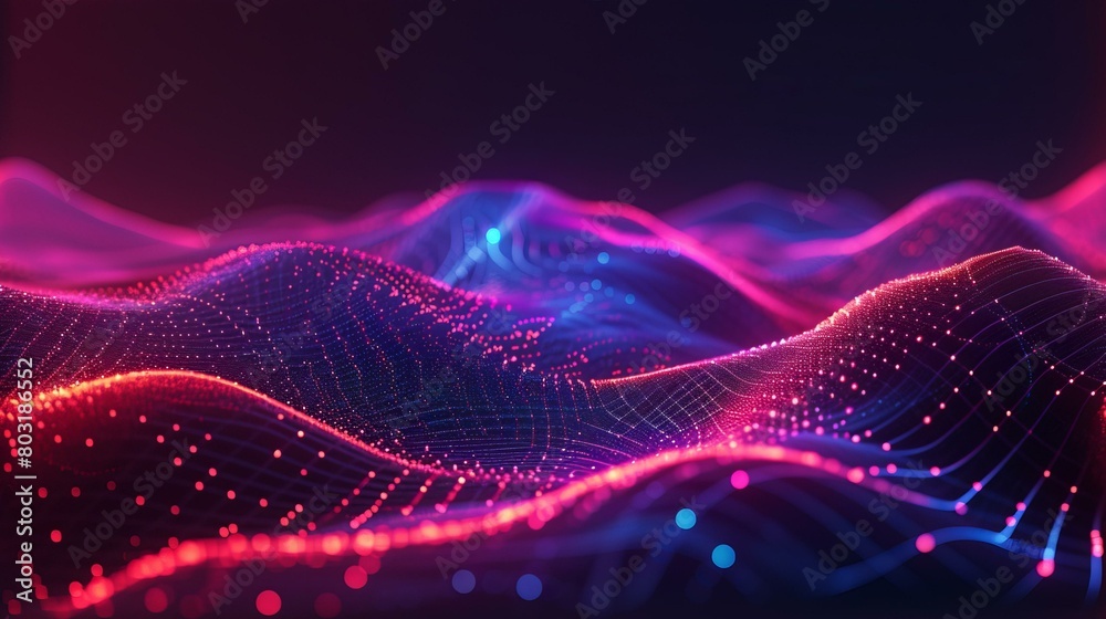 Colorful Abstract Digital Landscape with Smooth Waves Colorful Abstract Digital Landscape with Smooth Waves