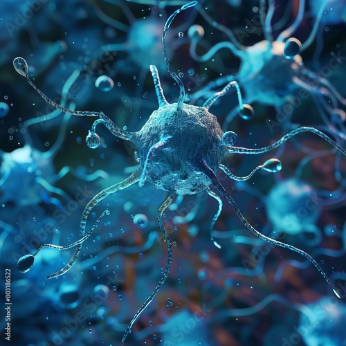 3D illustration of a neuron photo