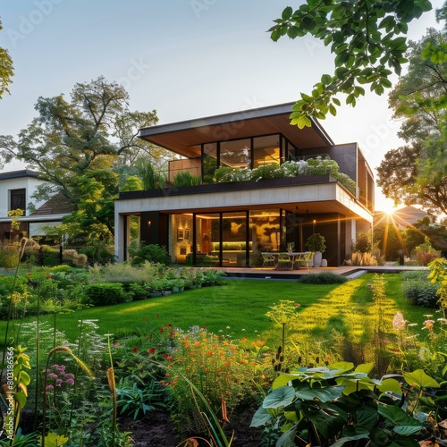 Modern House Exterior Design with Garden