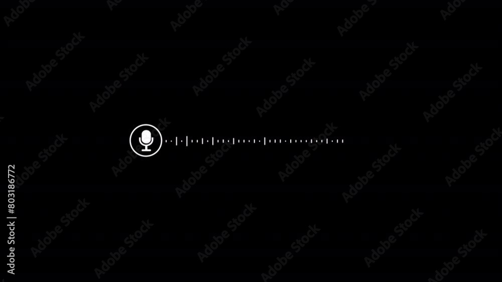 voice message Animation on black background, record voice message icon. Audio message record, voice  chat, sound wave and microphone.