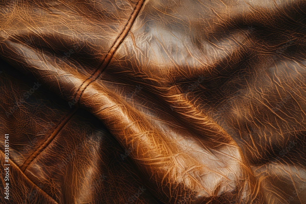Close up of brown crumpled genuine leather Close up of brown crumpled genuine leather
