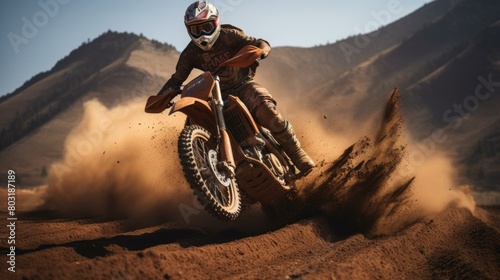 Dirt bike rider in action photo