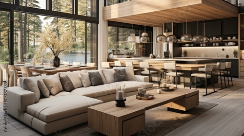 Modern lake house interior design © Adobe Contributor