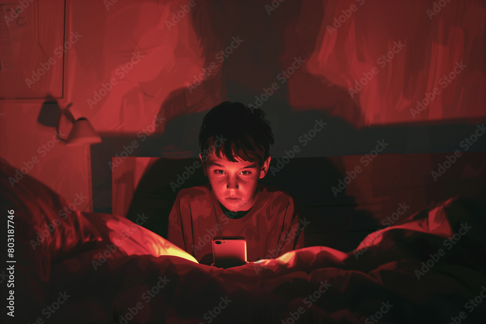 Scared boy at night Scared boy at night