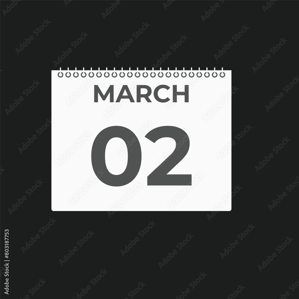 March2 calendar reminder. 2 Marchdaily calendar icon template. Calendar 2 Marchicon Design template. Vector illustration
March2 calendar reminder. 2 Marchdaily calendar icon template. Calendar 2 Marchicon Design template. Vector illustration
