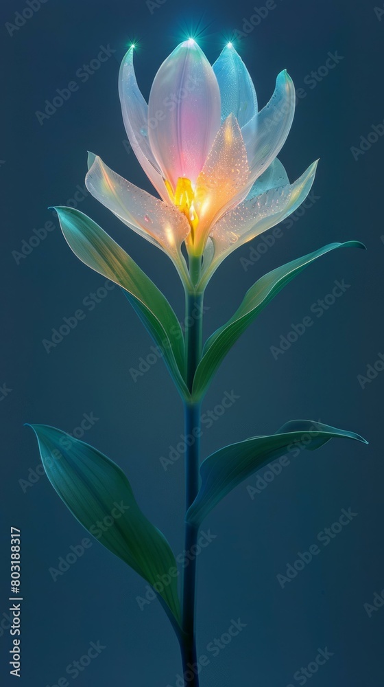 A glowing flower with delicate petals and vibrant colors A glowing flower with delicate petals and vibrant colors