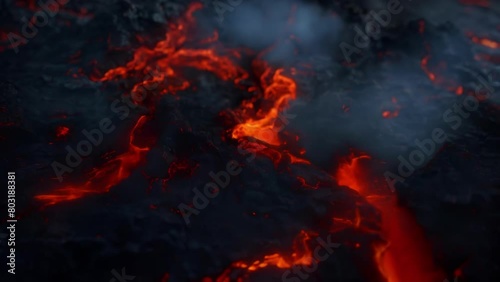 With each step the ground beneath Hellfire Harbingers feet crackles and smolders the air thick with the scent of brimstone as his infernal presence looms. 2d flat cartoon.