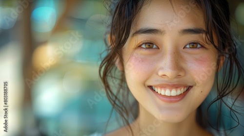 Portrait of a beautiful young Asian woman smiling