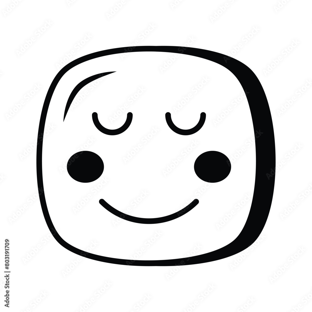 Fototapeta premium Calm face emoji icon, proud, cool expressions vector design