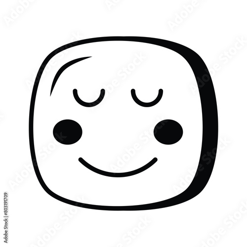 Calm face emoji icon, proud, cool expressions vector design