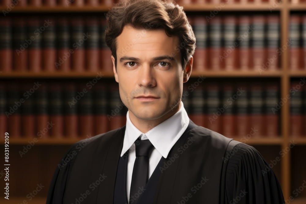 Portrait of a male judge in a black robe Portrait of a male judge in a black robe