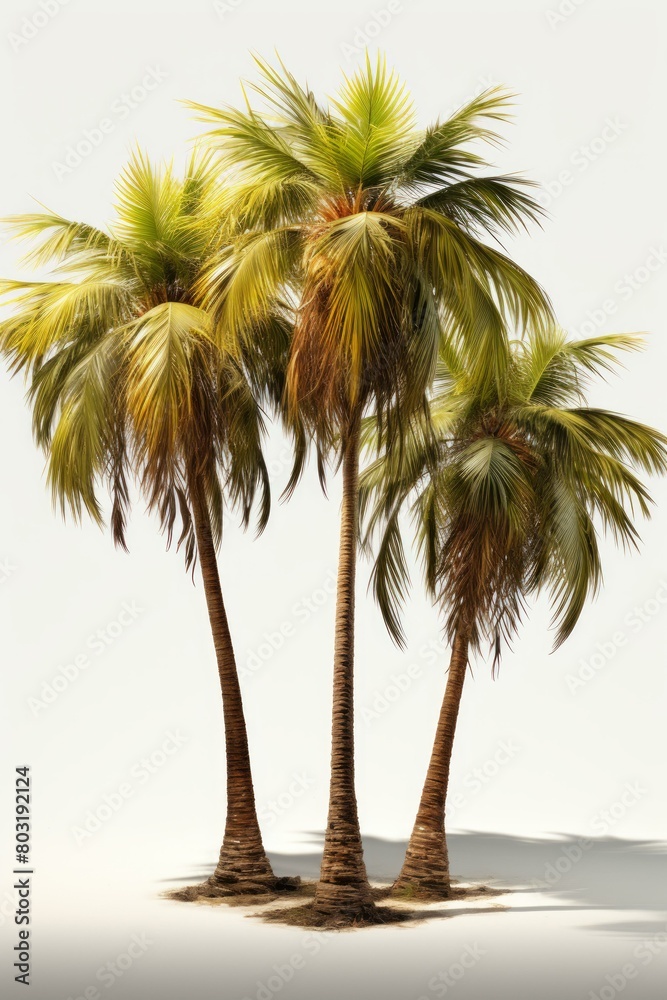 Obraz premium Three Coconut Trees Isolated On White Background