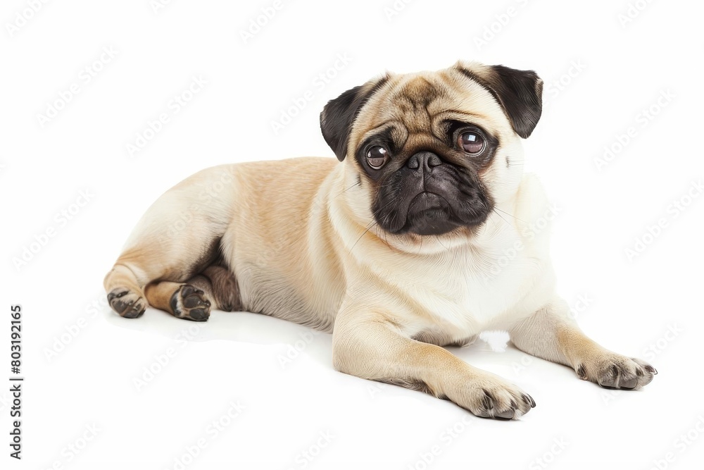 cute pug dog isolated on white background adorable pet portrait