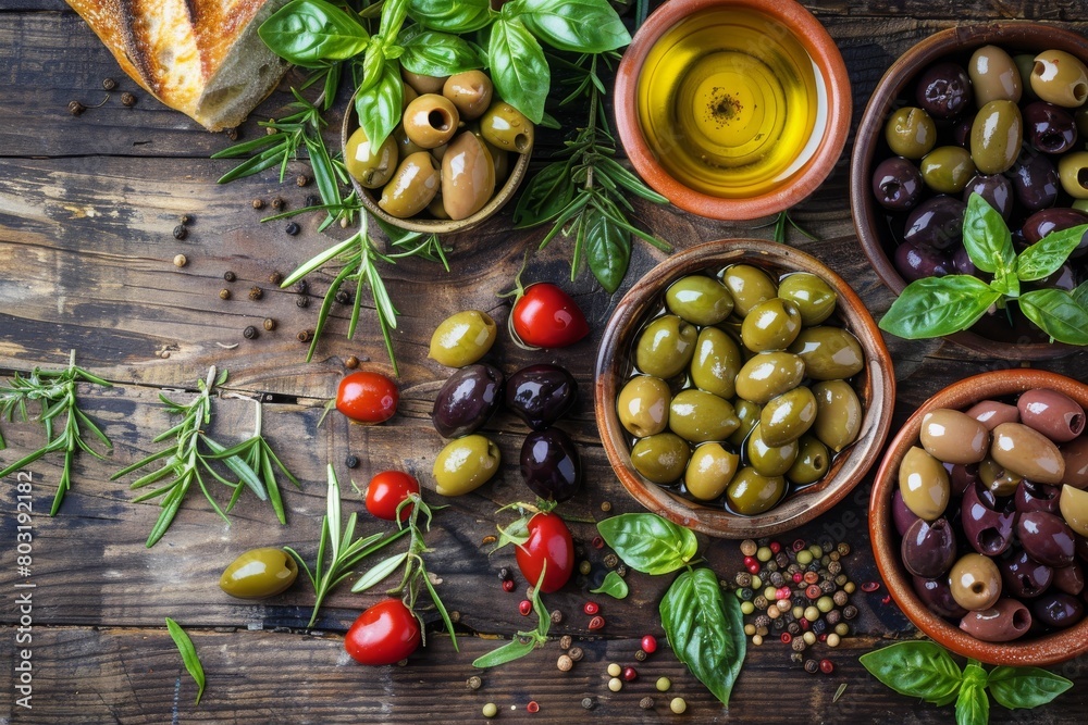 Artful Olive Photography on Wooden Background Artful Olive Photography on Wooden Background