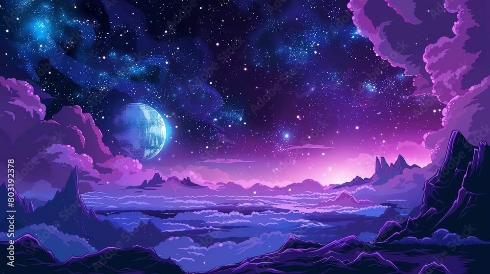 galaxy of Nimbus, Minimalist cartoon style galaxy of Nimbus, Minimalist cartoon style