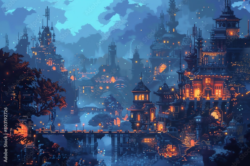 Fototapeta premium pixel art, combining intricate details with a touch of magic