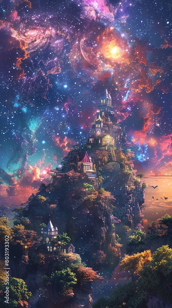 Obraz premium galaxy of Zenith, Watercolor tone, pastel, 3d animator