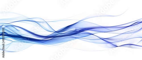 A dense blue wave of smoke billowing on a plain white background photo