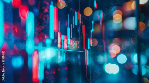 Stock market day trader abstract dynamic background, neon lighting photo