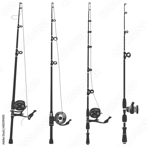 silhouette fishing rod collection set full black color only