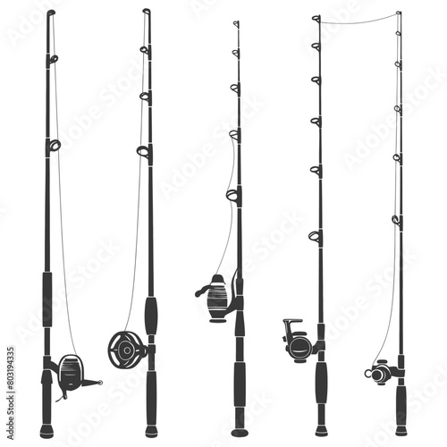 silhouette fishing rod collection set full black color only