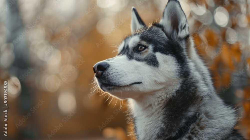 A Siberian Husky looking off into the distance A Siberian Husky looking off into the distance