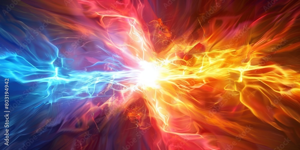 Fototapeta premium A computer-generated image showing a vibrant and dynamic explosion of colors, creating a visually striking and energetic display