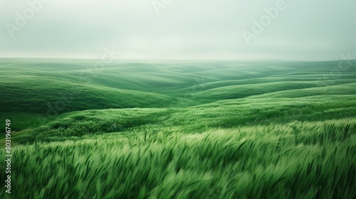 Green rolling hills of wheat field