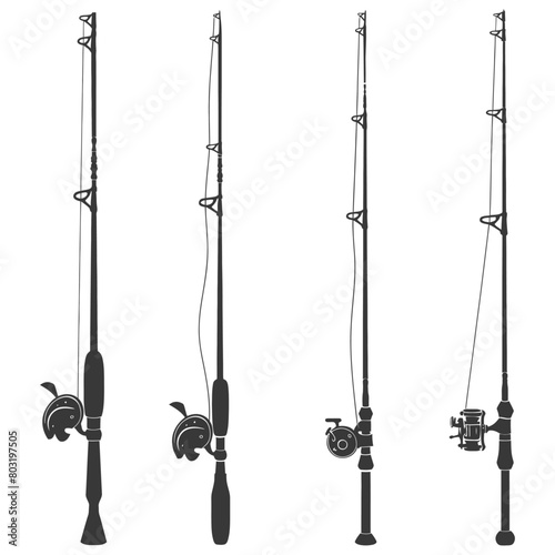 silhouette fishing rod collection set full black color only