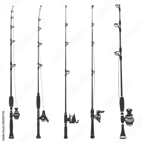 silhouette fishing rod collection set full black color only