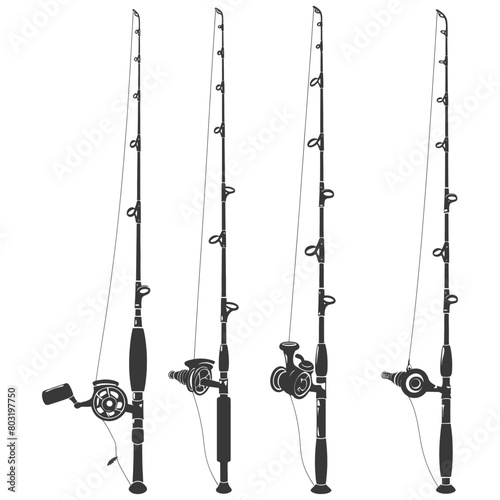 silhouette fishing rod collection set full black color only