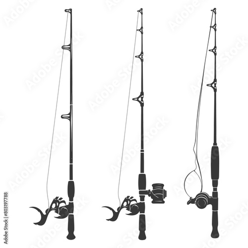 silhouette fishing rod collection set full black color only