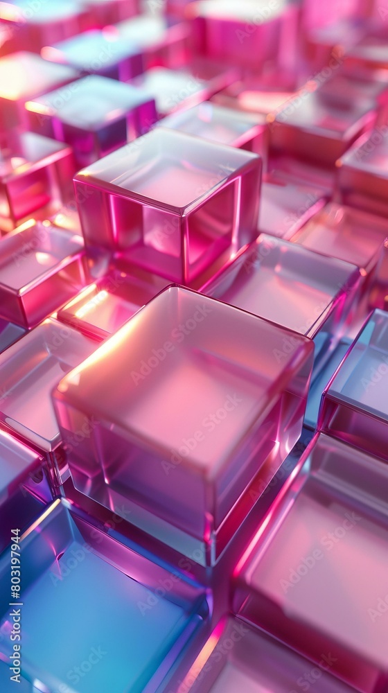 Pink and blue glass cubes background Pink and blue glass cubes background