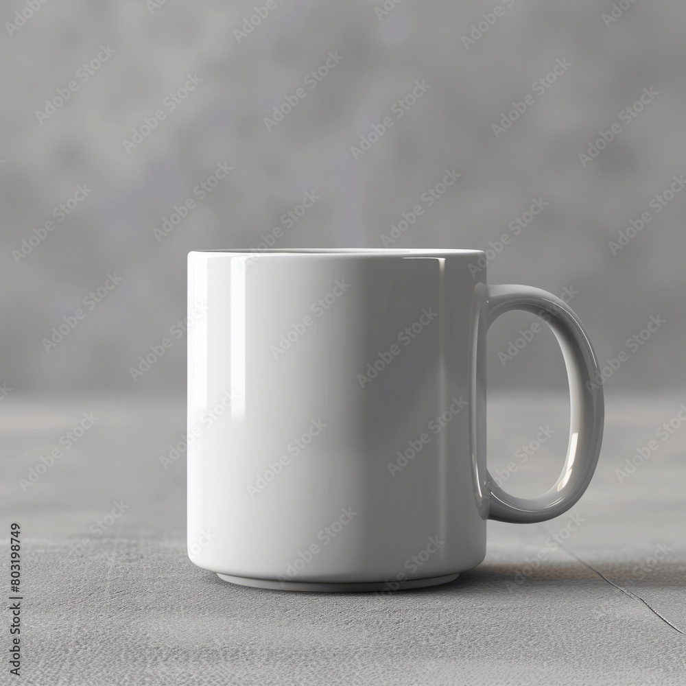 Fototapeta premium White coffee mug on dark background. Mockup concept
