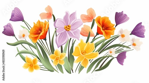 A lovely spring bouquet featuring daffodils and poppies.