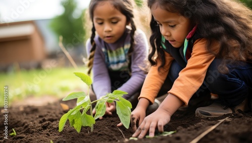 Growing Together: Diverse School Children Connect with Nature During Orchard Gardening Lesson