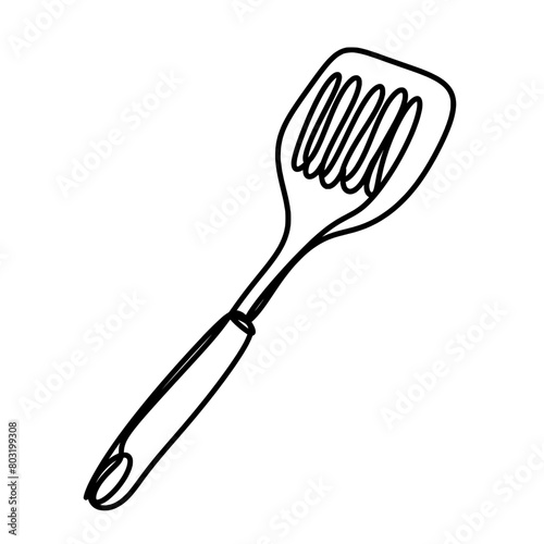 Kitchen spatula one line art