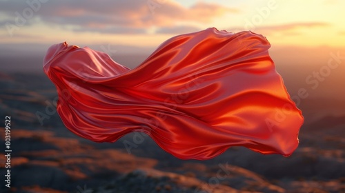 Red silk fluttering in the wind photo