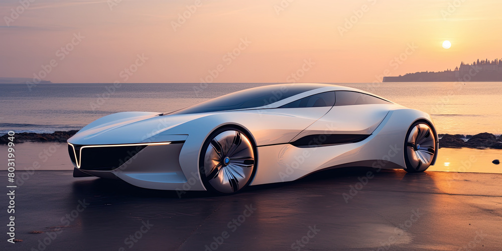 Obraz premium Tech-Forward Drive: Conceptualizing a Modern Car Design with Cutting-Edge Future Tech