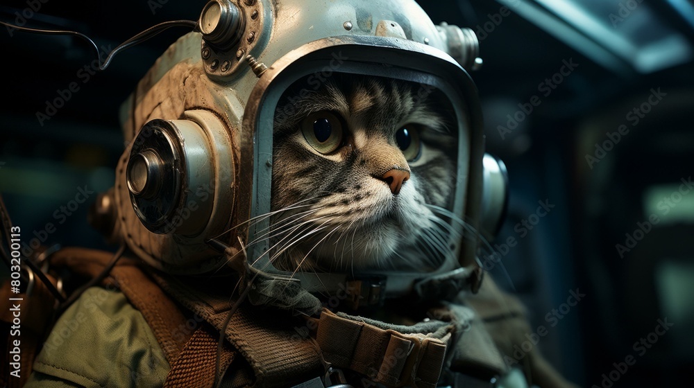 A cat wearing a space helmet