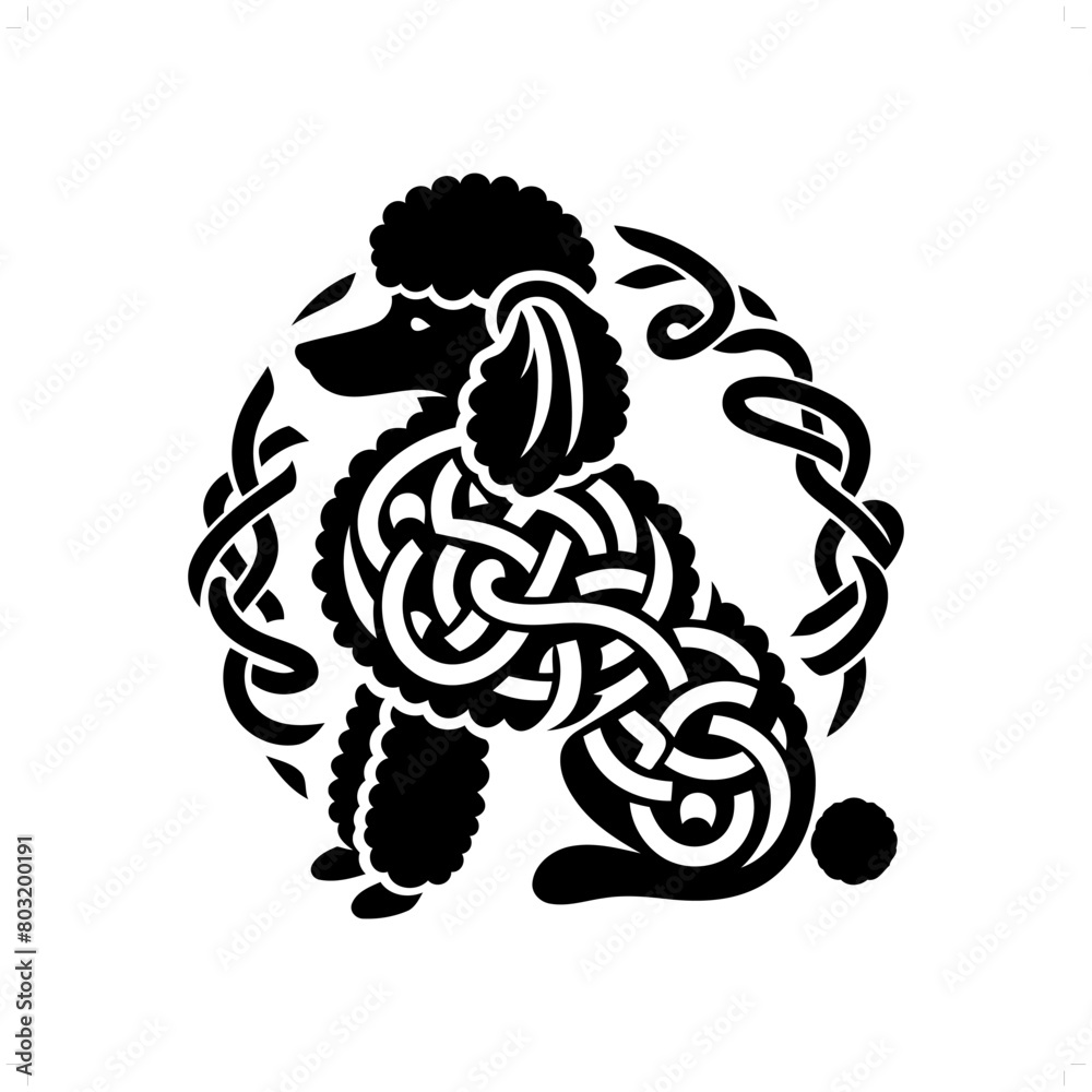 dog; Poodle silhouette in animal celtic knot, irish, nordic illustration dog; Poodle silhouette in animal celtic knot, irish, nordic illustration