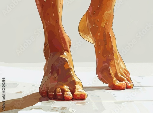 Illustration of a person's wet feet