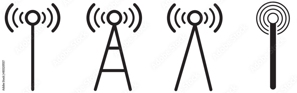 Antenna icon set. Radio antenna icon. Radio tower icons. Communication towers collection. Transmitter receiver wireless signal icons. Vector Antenna icon set. Radio antenna icon. Radio tower icons. Communication towers collection. Transmitter receiver wireless signal icons. Vector