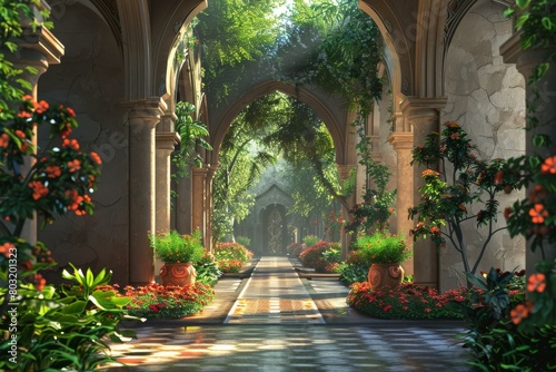 fantasy garden courtyard photo