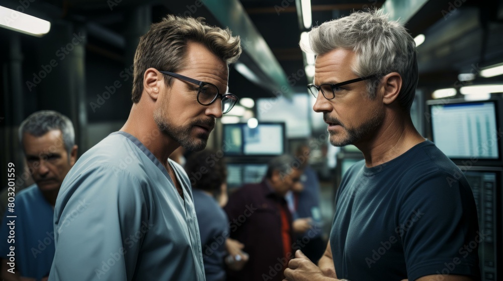 Two male doctors discussing a patient's case Two male doctors discussing a patient's case