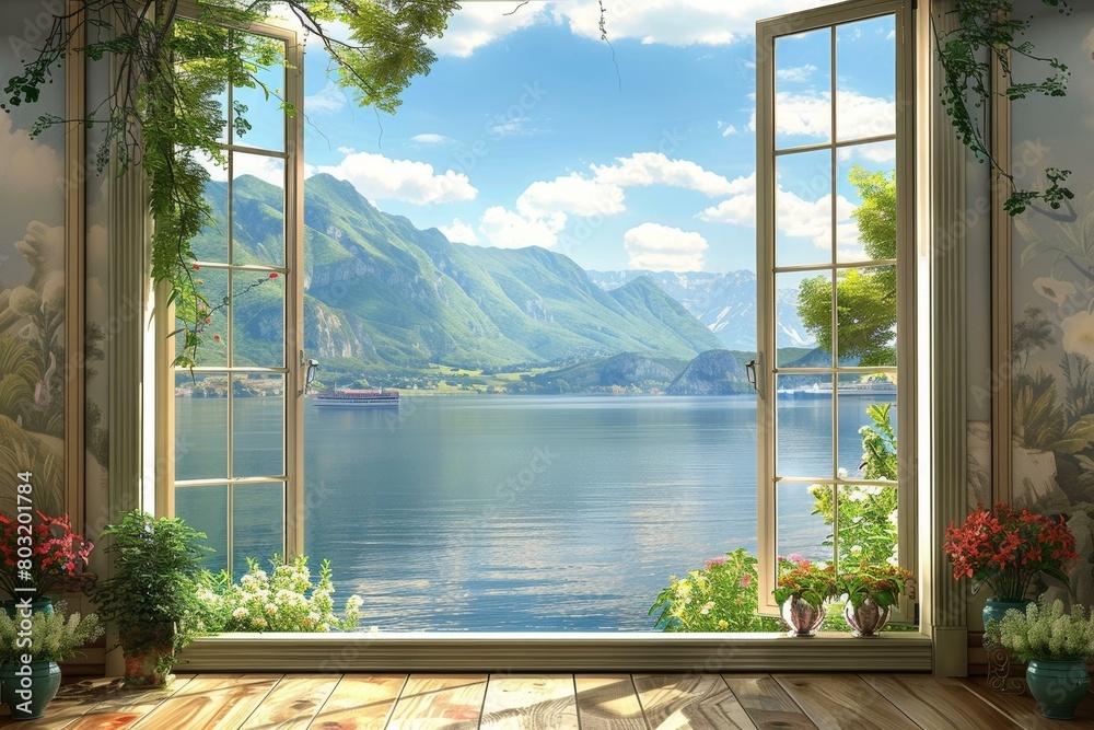 Fototapeta premium The beautiful scenery outside the window