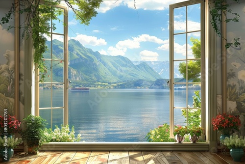 The beautiful scenery outside the window