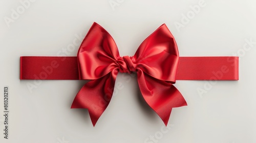 Red bow on white background. Holiday concept