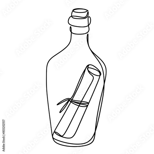 Message in a bottle one line art